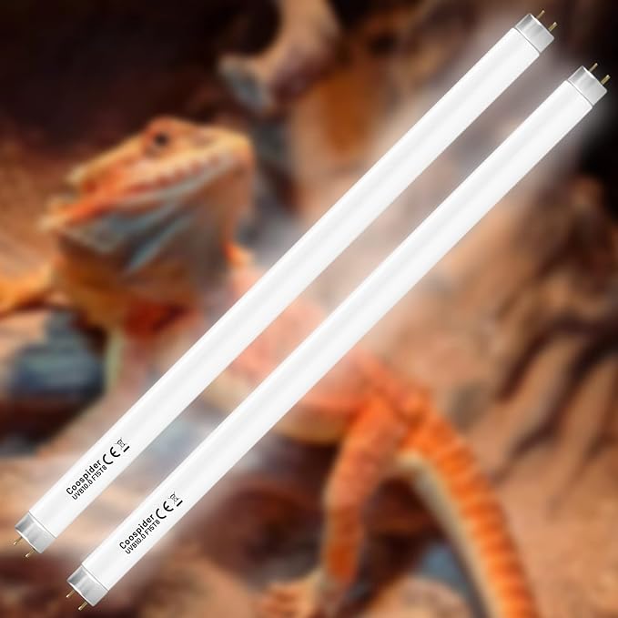 2 Pack T8 Strip UVB Reptile Lighting Bulb 18-Inch 15 Watt UVB 10.0 Fluorescent Bulb 10-Percent UVB Desert Pet Habitat Light for Reptiles Amphibian