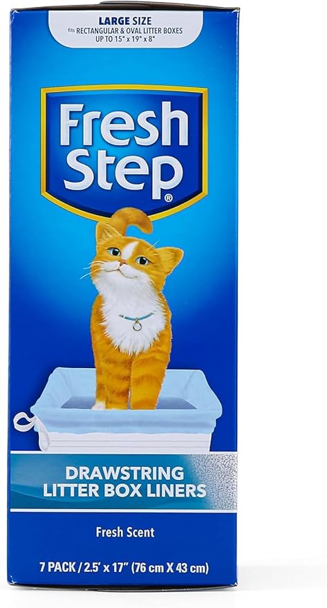 Fresh Step Drawstring Large Litter Box Liners | Heavy Duty Liners for Cat Litter Box | Scented & Unscented Available | Quick & Easy Cleanup, Scented, Large - 4 Pack