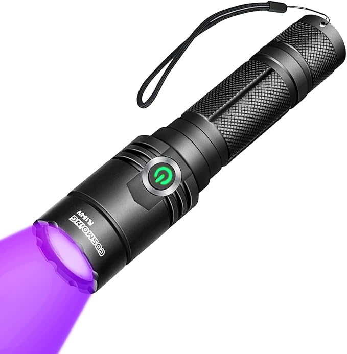 UV Flashlight, Rechargeable 395nm Black Light, Ultraviolet Flashlight Waterproof Pet Urine Detector for Dog Cat Stains, Scorpion, Bed Bug, Wardrobe Toilet(Battery Not Include)