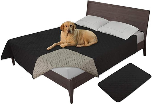 Easy-Going 100% Waterproof Dog Bed Cover, Non-Slip Pet Blanket for Furniture, Washable Couch Cover, Repleasement Sofa Cover (96X82 in,Black)