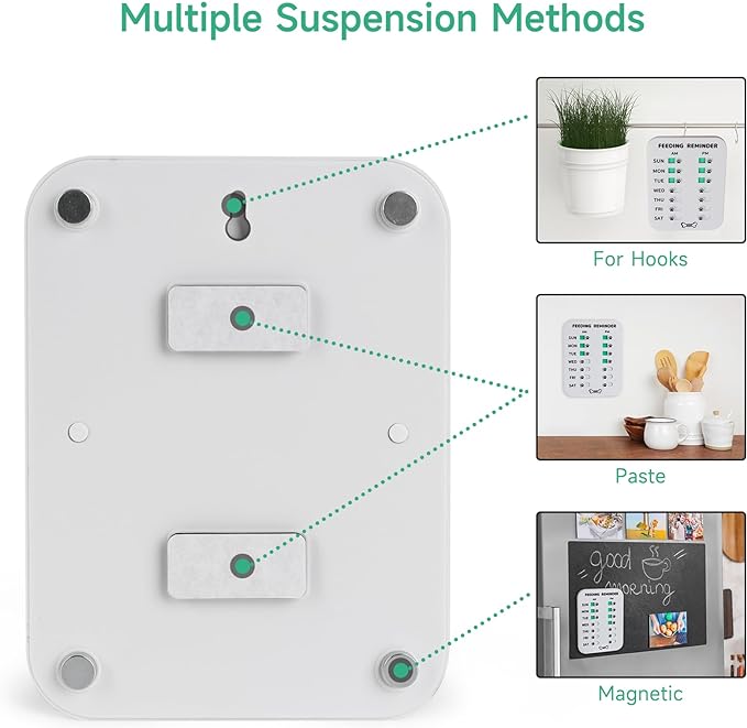 Pet Feeding Reminder for Dogs Cats, Magnetic Reminder Sticker Sign, AM/PM Daily Indication, Dog Accessories Helps You to Track Pet Feeding & Medication (White)