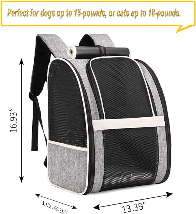 Texsens Pet Carrier Backpack with Window Blind for Small Cats Dogs, Ventilated Design, Safety Straps, Buckle Support, Collapsible, Designed for Travel, Hiking, Winter Outing, Outdoor, Go to Vet