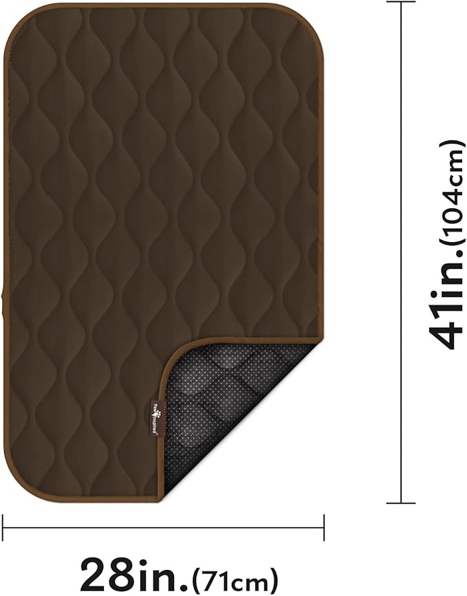 Paw Inspired Washable Padded Crate Mats for Dogs | 41” x 28” Pad, Fits 42-inch Kennels | Leakproof, Waterproof Bottom, Plush Pet Beds (Dark Brown)