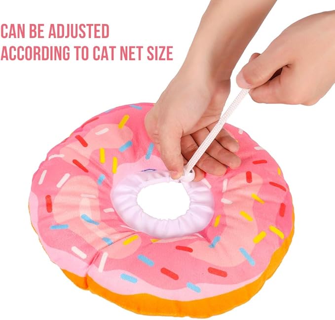 Cat Cone Collar Soft, Cat Recovery Collar Cute Cat Donut Adjustable Elizabethan Cone Cat Cones to Stop Licking Comfortable Lightweight Neck Cone for Cats Kittens After Surgery