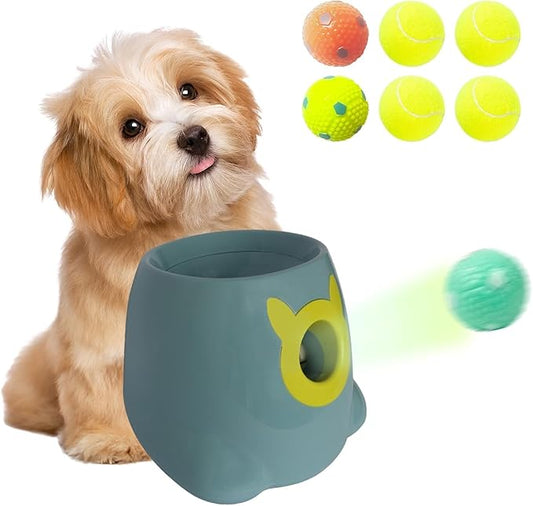 Automatic Dog Ball Launcher with 6 Balls, Dog Ball Throwing Machine Dog Interactive Toy Pet Ball Thrower Dog Fetch Toy for Small Medium Dogs