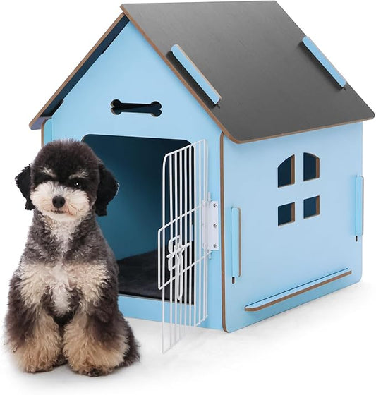 Dog House Indoor for Small Dogs or Cats, Cozy wooden design, Small indoor bed house, with Air Vents and Elevated Floor Warm Dog Cave