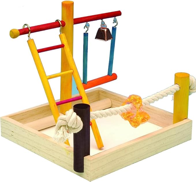 Penn-Plax Bird Life Wooden Playpen – Great for Parakeets, Lovebirds, and Parrotlets – Small