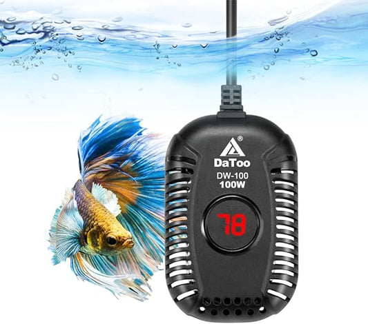 Small Aquarium Heater 100W Mini Fish Tank Heater 100 Watt Submersible with LED Temperature Display