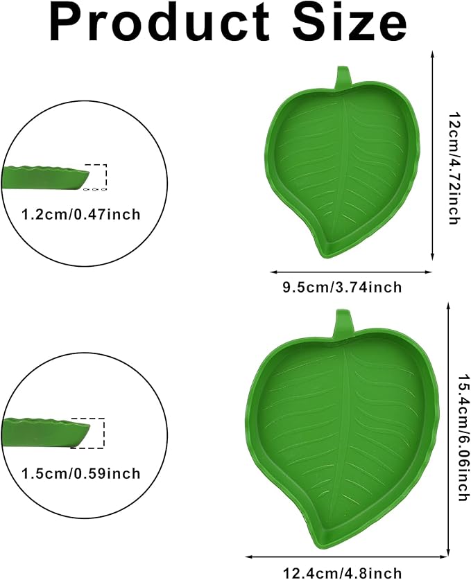 2 Pcs Turtle Water Bowl Reptile Bowls Reptile Food Dish Leaf Shape Turtle Bowl Reptile Food Water Bowl Reptile Plate Dish Drinking Bowl Flat Drinking Bowl Water Plate for Crawl Pet