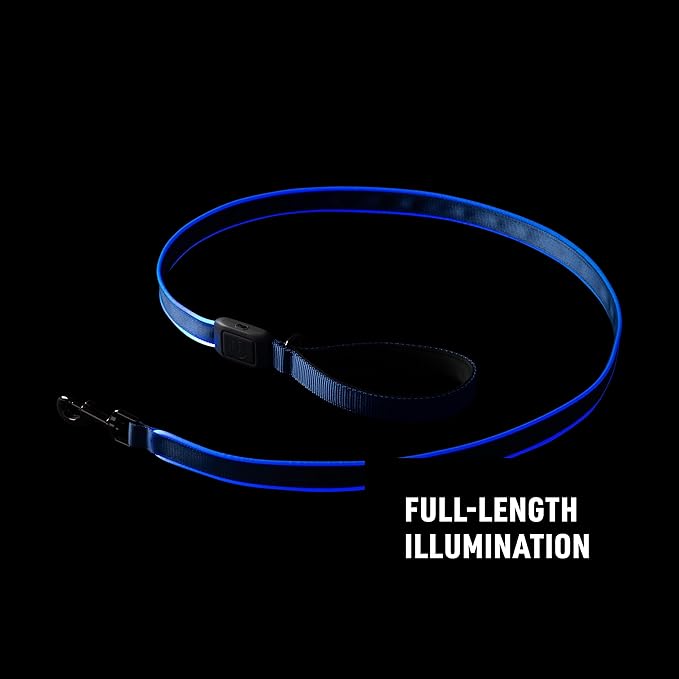 Nite Ize NiteDog Rechargeable LED Leash - Rechargeable LED Light Dog Leash with Padded Handle - Dog Walking Accessories for Walking & Running - 5 Feet, Blue