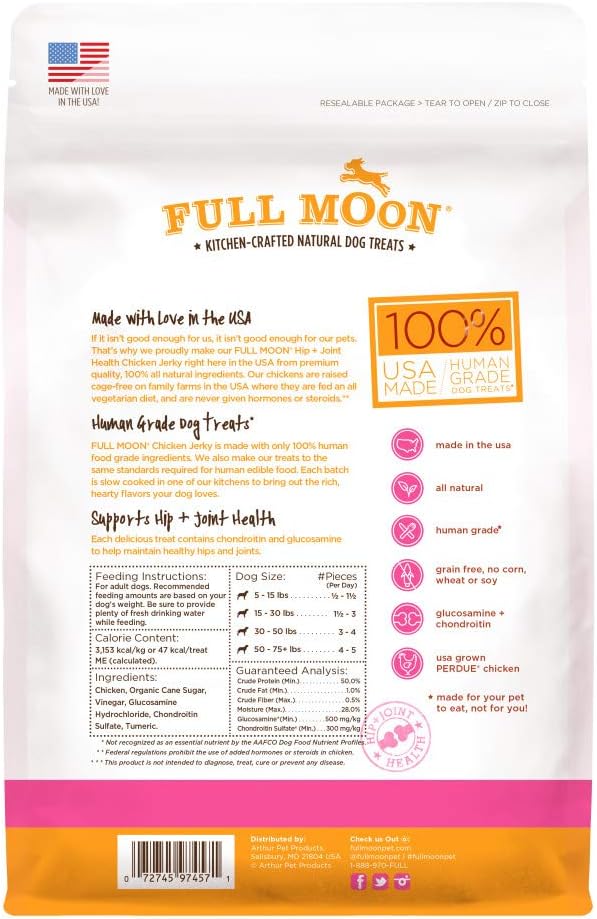 Full Moon Chicken Jerky Healthy All Natural Dog Treats Human Grade For Hip And Joint 12 oz