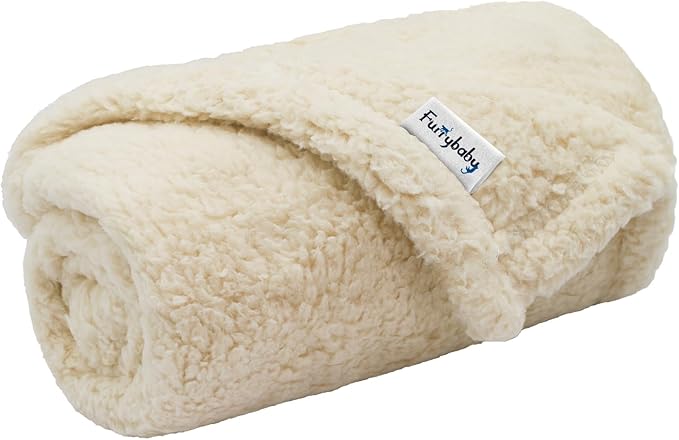 furrybaby Premium Soft Dog Blanket for Small Dogs Puppy Cat Washable Sherpa Fleece 24x32 Inches Pet Throw for Bed Furniture Couch Sofa Protection(Small, Beige Blanket)