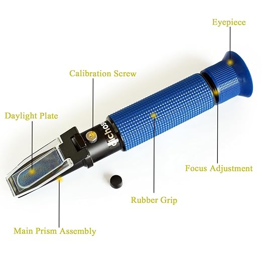 Salinity Refractometer for Seawater and Marine Fishkeeping Aquarium, Saltwater Pool, with ATC Function, Dual Scale: Salinity 0-100‰ and Corresponding Specific Gravity