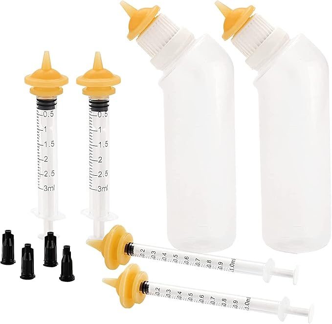 zhixing Pet Feeding Silicone Nipple with Bottle and Syringes for Puppy Dog Cat or Other Pets（Model 1）