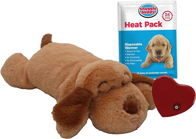 SmartPetLove Limited Edition - Original Snuggle Puppy Heartbeat Stuffed Toy for Dogs. Pet Anxiety Relief and Calming Aid, Comfort Toy for Behavioral Training in Sleeping Biscuit