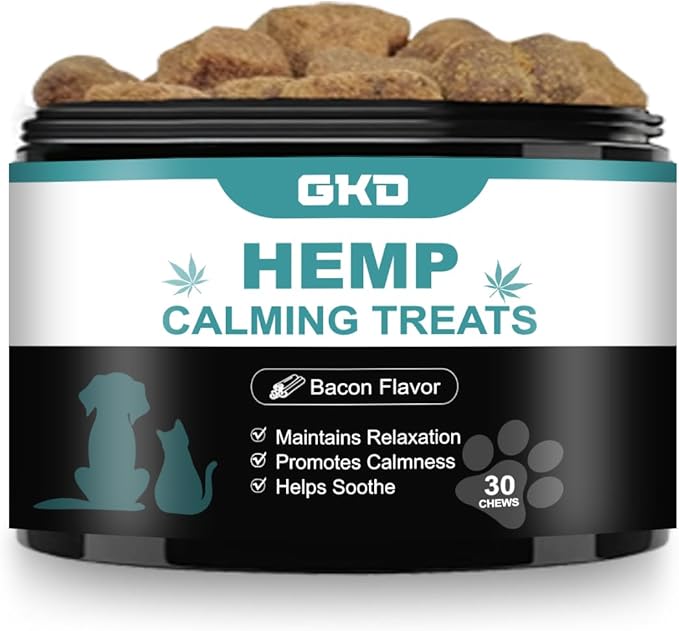 GKD Calming Chews for Dogs Organic, Hemp Calm Health Support Separation Sedative Thunderstorm Treatment, Dog Sedatives for Anxiety Dog Car Sickness Separation Ease Firework Relaxation