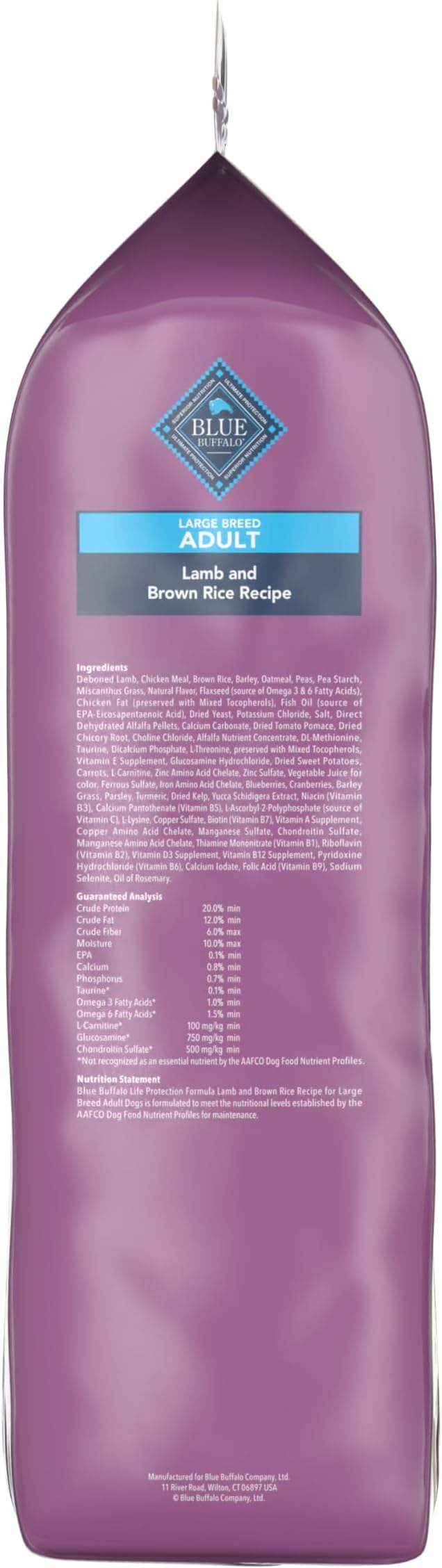 Blue Buffalo Life Protection Formula Large Breed Adult Dry Dog Food, Promotes Joint Health and Lean Muscles, Made with Natural Ingredients, Lamb & Brown Rice Recipe, 34-lb. Bag