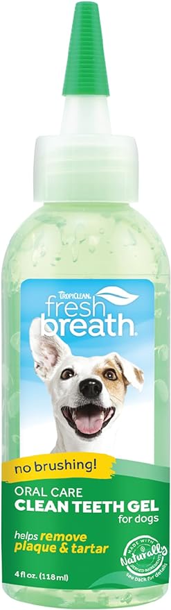 TropiClean No Brushing Gel | No more Dog Toothpaste and Toothbrush | Breath Gel for Dogs | Dental Gel Plaque Remover | Made in the USA | 4 oz.