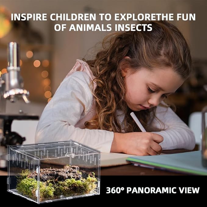 Reptile Terrarium Breeding Tank Acrylic Box (Spider, Tarantula, Snake, Lizard) Small Animal Viewing Box. 11.81 "x9.7 x7.6 (Type)