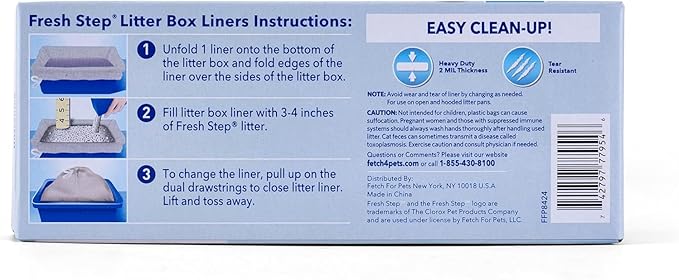 Fresh Step Drawstring Large Litter Box Liners | Heavy Duty Liners for Cat Litter Box | Scented & Unscented Available | Quick & Easy Cleanup, Unscented, Jumbo - 36 Pack