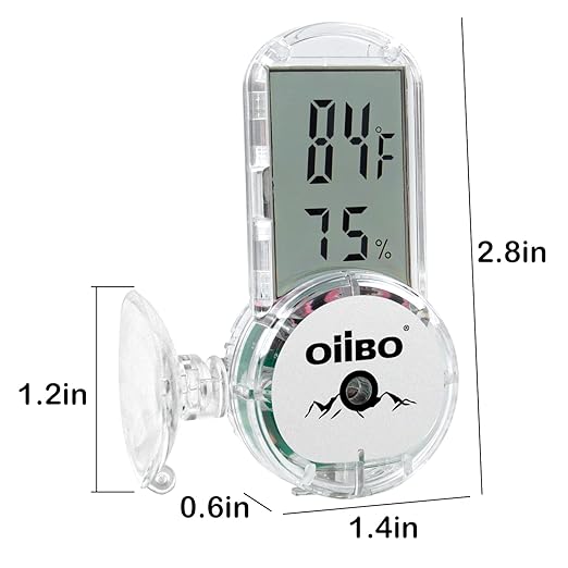 OIIBO Reptile Thermometer Hygrometer for Terrarium Tank, Digital Display Reptile Thermometer and Humidity Gauge Upgraded Reptile Thermometer with Suction Cup