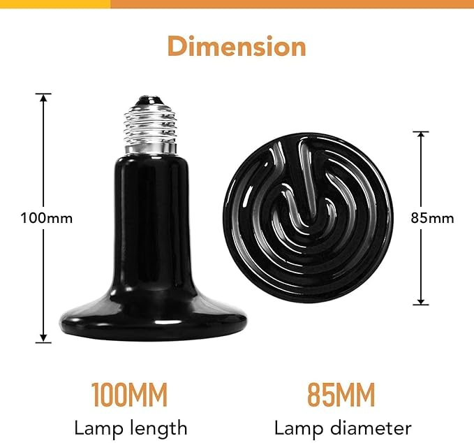 Simple Deluxe 150W Ceramic Reptile Heat Lamp Bulb & 150W Clamp Light with 8.5" Aluminum Reflector Combo for Amphibian Pets, Silver 2024 Version