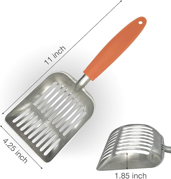 Cat Litter Scoop - Aluminum Alloy cat Litter Shovel, Suitable for All cat Litter, Metal Durable Garbage Shovel Orange