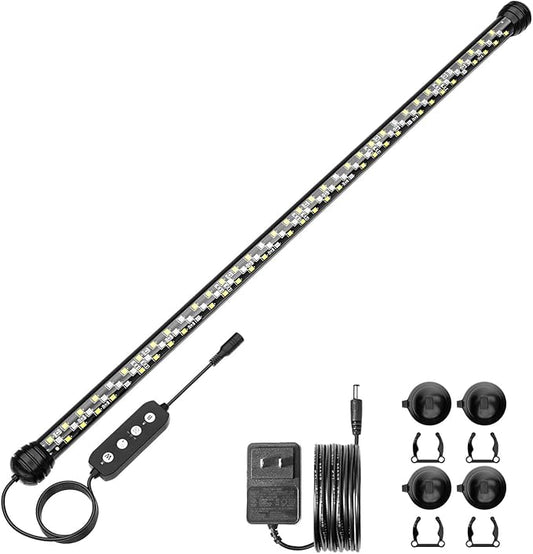 Led Aquarium Light with Timer, Submersible Aquarium Lights for Fish Tank, Fish Tank Light with Auto On/Off, 3 Lighting Modes, Adjustable Brightness (22.8 in for 24-43inch Planted Tank), 12W
