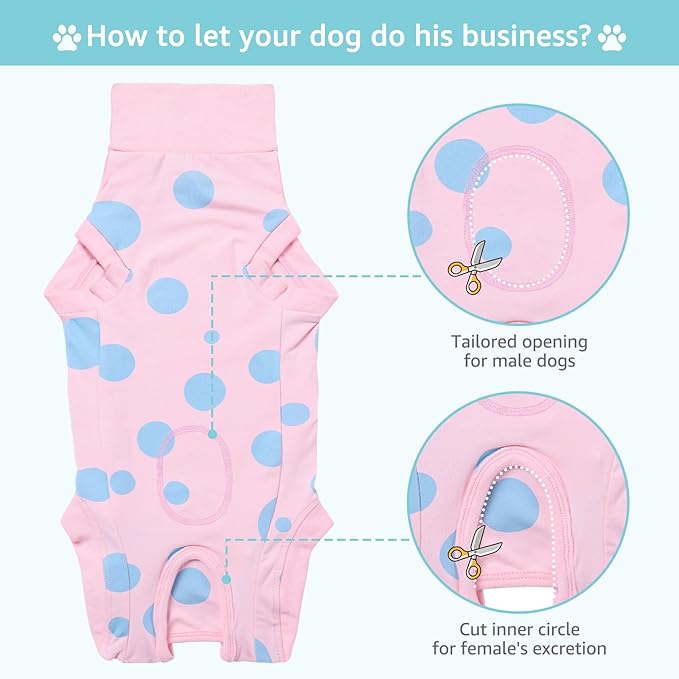 Dog Recovery Suit, Professional Dog Surgery Suit Post Spay, Neuter, Abdominal Surgical Suit for Male Female Dogs Can Pee, Prevent Licking Soft Breathable Cotton Covers Wound (Pink, XXX-Large)