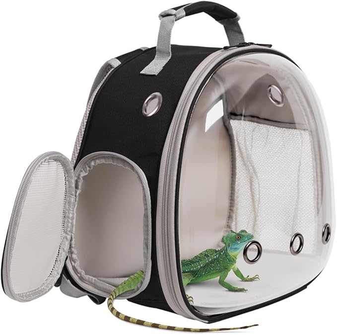 Guinea Pig Carrier,Guinea Pig Carrier for 2,Reptile Travel Carrier for Lizards Sugar Glider Hedgehog Rat Parrot Birds (Black, Backpack)