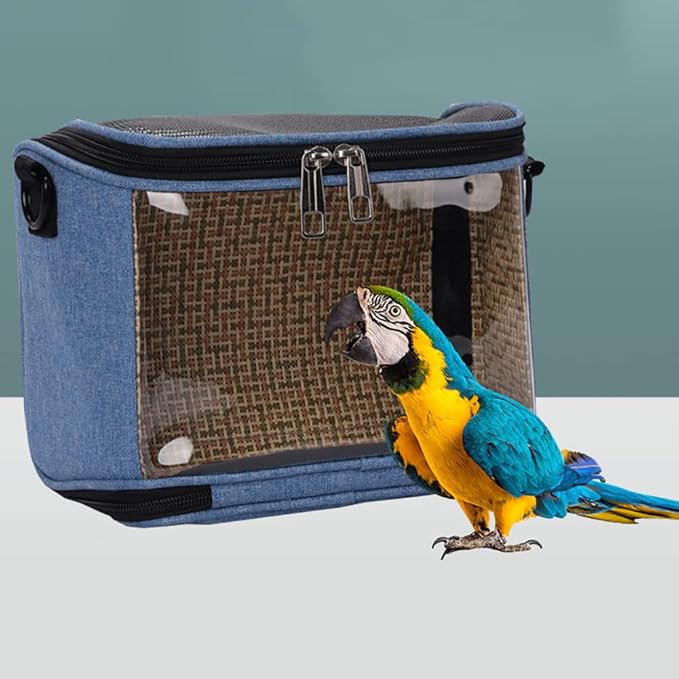 Bird Carrier Travel Cage Parrot Carrying Case Portable Breathable Hamster Carrier Bag Durable Canvas Outgoing Pet Training Bag Small Animals Travel Bag for Parakeet Conures Hedgehog Rats Blue