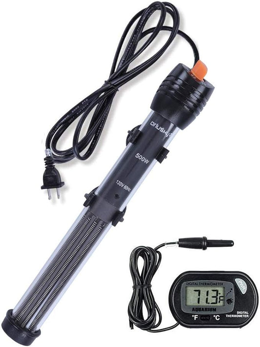 Orlushy Submersible Aquarium Heater,200W Adjustable Fish Tahk Heater with 2 Suction Cups Free Thermometer Suitable for Marine Saltwater and Freshwater