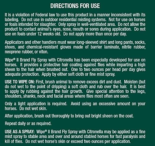 Farnam Wipe II Horse Fly Spray with Citronella, Grooming Aid and Coat Conditioner, 32 Fluid Ounces, One Quart Bottle with Trigger Sprayer (Pack of 4)