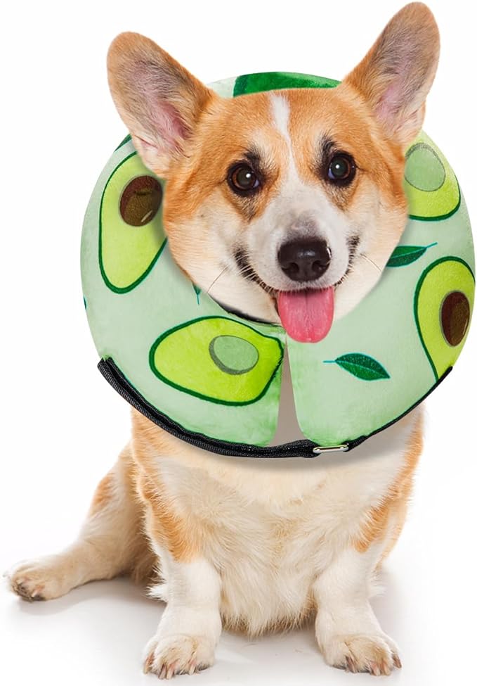 Dog Cone Collar for Small Medium Large Dogs for After Surgery, Pet Inflatable Neck Donut Collar Soft Protective Recovery Cone for Dogs and Cats - Alternative E Collar Does Not Block Vision - Green,S