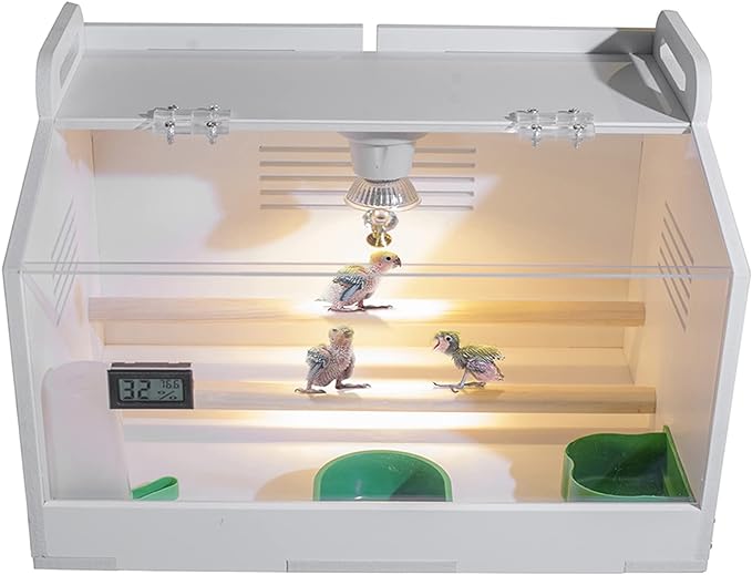 Intelligent Brooder Box 4 Suit,15-30 Newborns Chicks Birds Parakeet Incubators Breeding Heater Box Built-in Chicken Perch and Chicken Feeder/Chicken Waterer