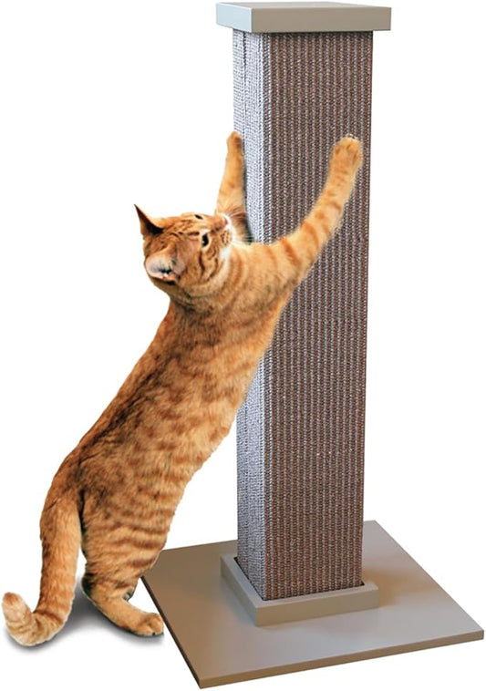 Ultimate Scratching Post – Gray, Large 32 Inch Tower - Sisal Fiber, Simple Design - For All Cats