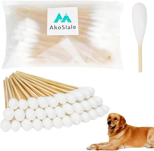 Large Cotton Swabs, 100pcs-7 Inch,Large Q Tips, Bamboo Cotton Swabs for Ears,Cotton Swabs for Dogs Ears, Big Q Tips, Ear Swabs for Dogs