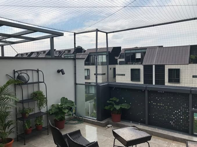 JUMXSRLE Cat Netting Balcony, UV & Weather-Resistant Cat Balcony Safety Net, Transparent Nylon Pet Mesh Fence Cat Netting for Patio, Balcony, Rail, Stairs, Terraces - 10x13ft