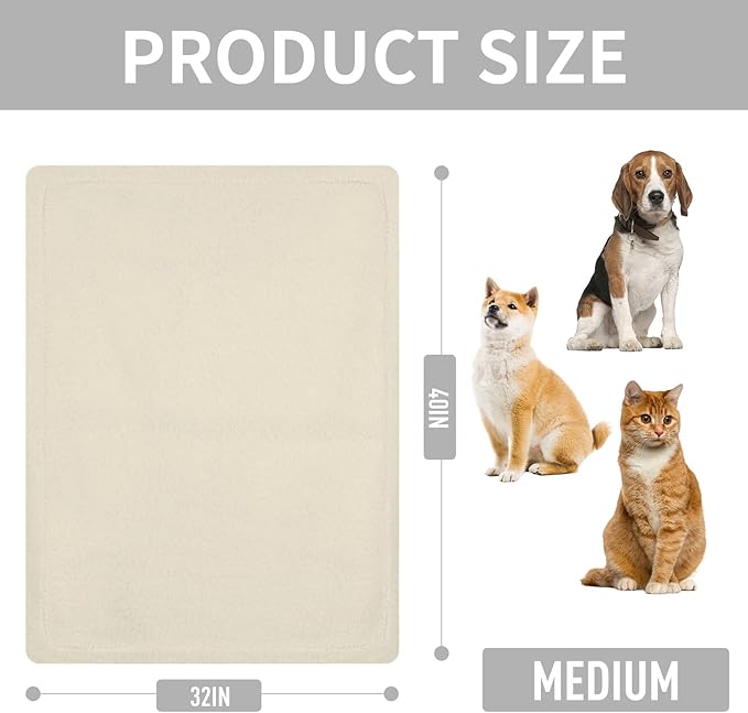 furrybaby Dog Blanket Soft Dog Blankets for Large Dogs Puppy Essentials Washable Fluffy Sherpa Fleece Cat Blanket 32x40 Inches for Bed Furniture Couch Sofa (Double-Layer Medium, Beige)