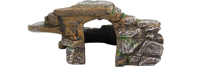 PENN-PLAX Reptology Shale Scape Step Ledge & Cave Hideout – Basking Area - Decorative Resin for Aquariums & Terrariums – Great for Reptiles, Amphibians, and Fish – Medium