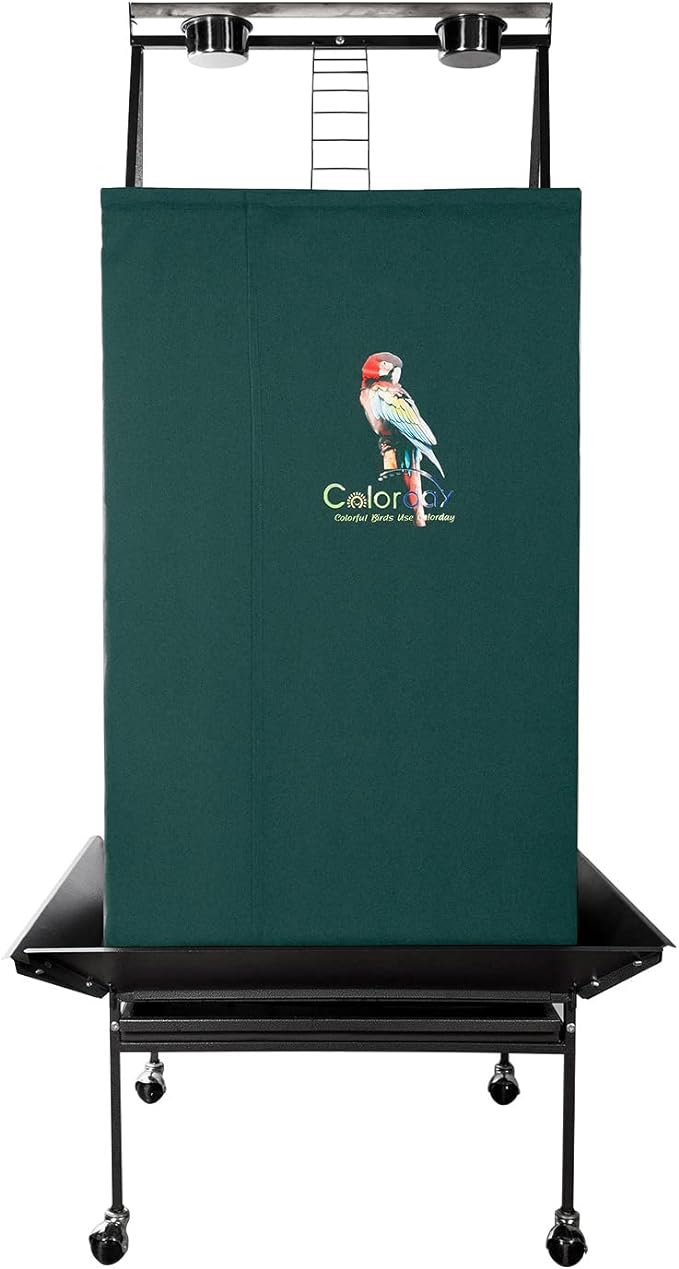 Good Night Bird Cage Cover for Large Bird Cage with Play Top (Patent Pending), Green 68"