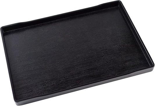 OMEM Reptile Bowl Large Food and Water Dish Enough Space Also Fit for Bath Simulated Wood Grain Surface (XL, Black)