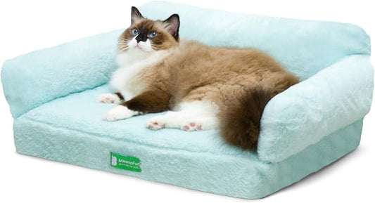 MEWOOFUN Cat Bed for Indoor Cats Orthopedic Dog Bed for Small Medium Dogs, Egg- Foam Pet Bed with Removable Washable Cover and Non-Slip Bottom (Medium, Blue)