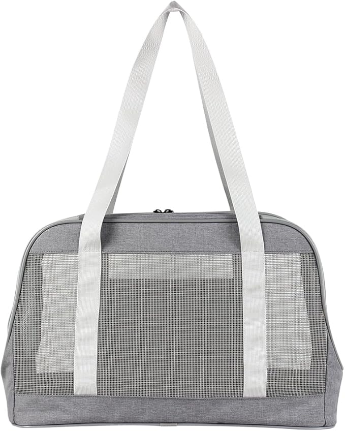 HSC PET Light Grey Cat Carrier Soft-Sided Small Dog Bag Puppy Pet Purse Traveling Go to Vet,Leisure Style,Small Pets Outdoor Function Handbag,10lb Puppy/12 lb Cat/Kitties Totes (Large, Grey)