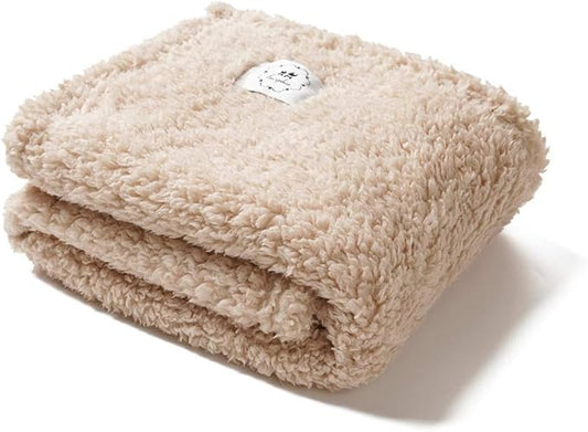 Luciphia Premium Fleece Dog Puppy Blanket Soft Pet Sherpa Calming Cat Blanket Throw for Small Medium Dog Cat(Beige,57x40 inches)