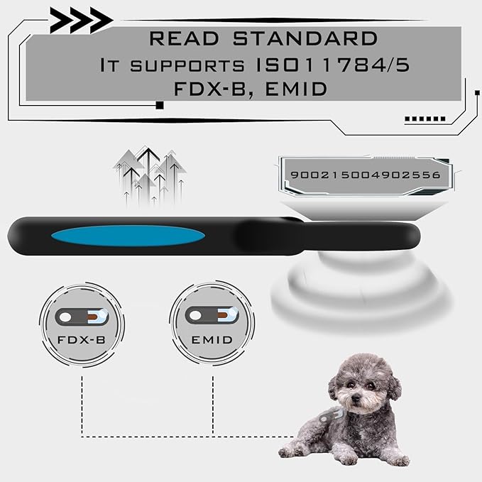 Smoostart Multifunction Bluetooth Microchip Scanner, Pet Microchip Reader with Latest operating system, FDX-B/EMID 500 Records Data history locally available Or Upload to PC/Cell Phone/PAD