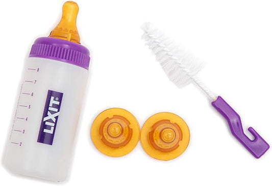 Lixit Nursing Bottle Kits for Puppies, Kittens, Guinea Pigs, Ferrets, Rabbits, Raccoons, Squirrels and Other Pets That need hand feeding (4 Ounce (Pack of 1), Clear)