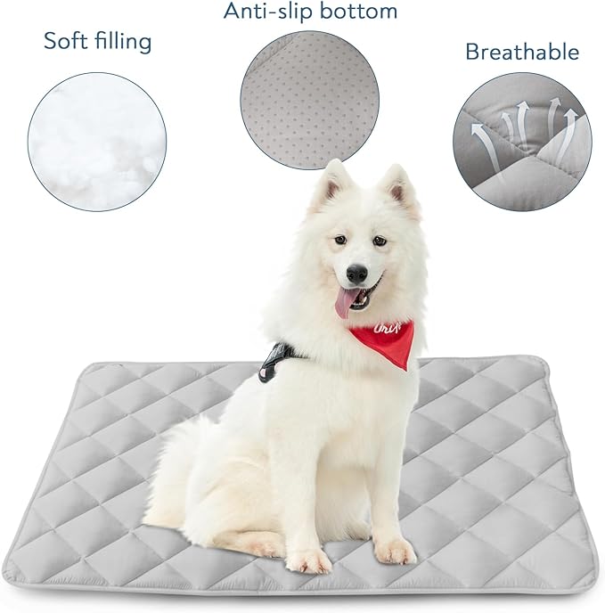 Dog Crate Pad 2 Pack (36" x 23"), Soft Dog Crate Mat with Anti-Slip Bottom, Machine Washable Kennel Pad, Crate Mats for Dog Cages, Dog Bed for Crate, Fits 36 Inch Dog Crate, Grey