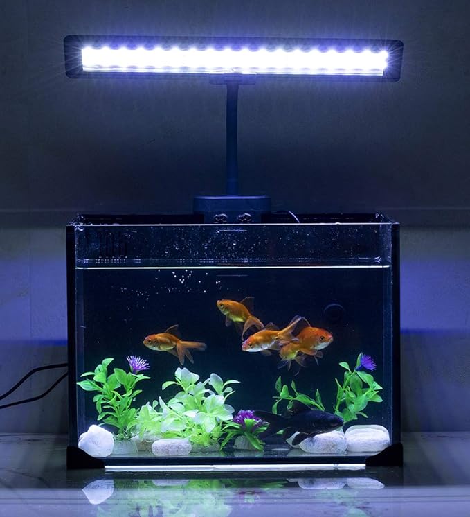 hygger 14 Inches Blue White LED Aquarium Light Clip on Small Led Light for Planted Saltwater Freshwater Fish Tank with Gooseneck Clamp 21W