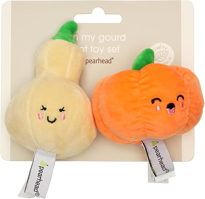 Pearhead Gourds Cat Toys, Set of 2, Holiday Pet Toy, Thanksgiving Cat Toy, Crinkle and Cat Nip Toys, Cat Teaser Toys, Must Have Pet Accessories for Pet Owners